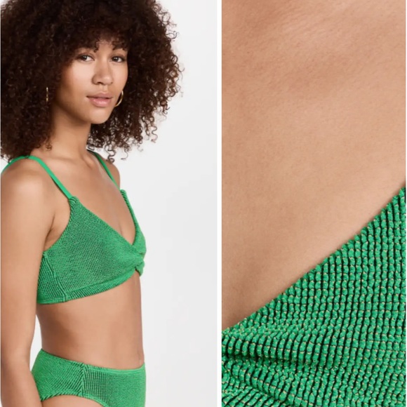 Like New Good American Always Fits Twist Bikini Top and Bottoms Green - Picture 7 of 8